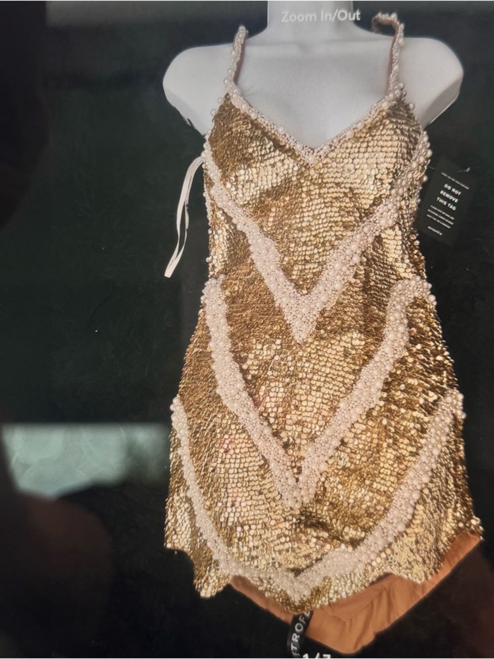 Retrofete Gold Sequin Slip with Ivory Trim